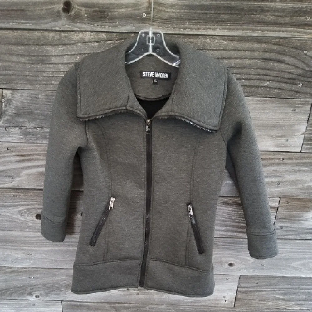 Steve Madden Charcoal Zip-Up Jacket Size Small Petite 7/8